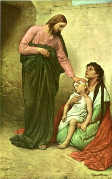 Gabriel Cornelius Ritter von Max (1840 – 1915) - Jezus uzdrawia chorą dziewczynkę
